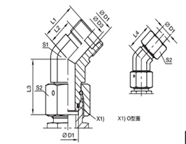 EV 45度組合接頭、PARKER卡套接頭、PARKER接頭