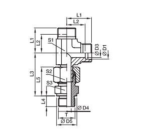 EVL-R  三通組合接頭-英制螺紋金屬密封PARKER接頭、PARKER卡套接頭