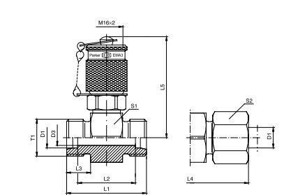 GMA3 管路測試點接頭 - 連接螺紋M16x2、PARKER卡套接頭、parker球閥